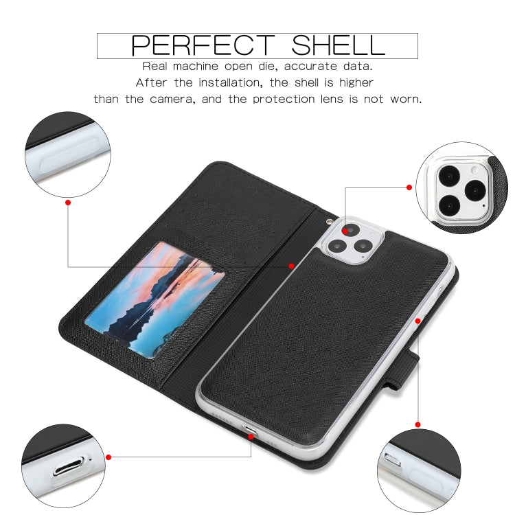 For iPhone 11 Pro Separable Cross Texture Flip Leather Case with Holder & Card Slot & Wallet