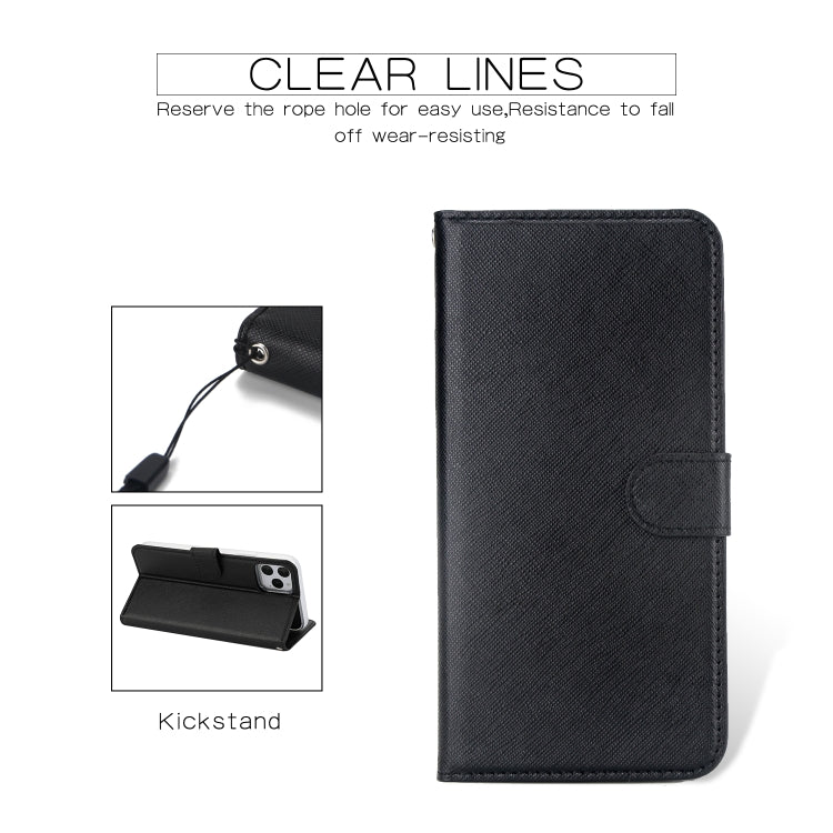 For iPhone 11 Pro Separable Cross Texture Flip Leather Case with Holder & Card Slot & Wallet