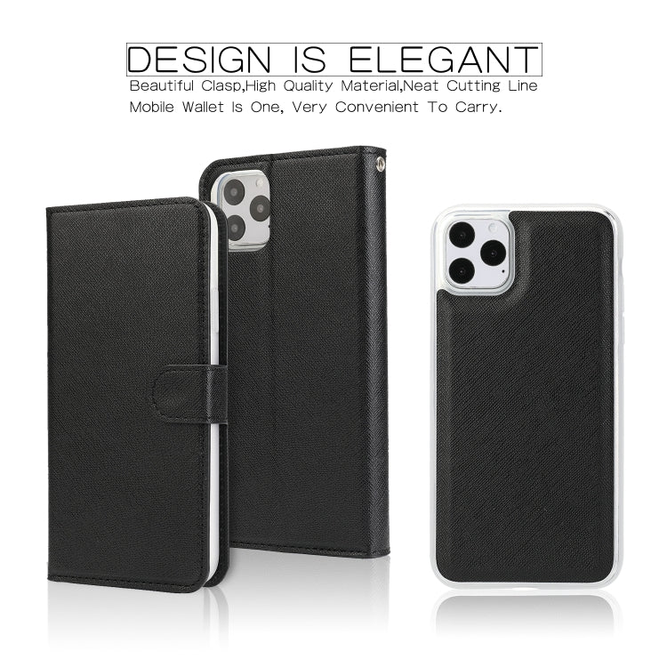 For iPhone 11 Pro Max Separable Cross Texture Flip Leather Case with Holder & Card Slot & Wallet