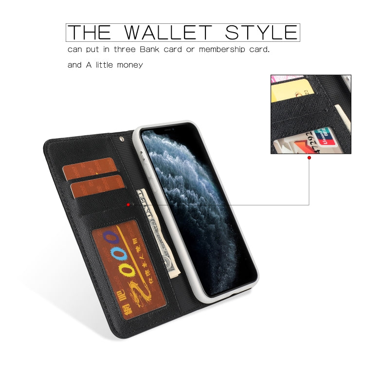 For iPhone 11 Pro Max Separable Cross Texture Flip Leather Case with Holder & Card Slot & Wallet