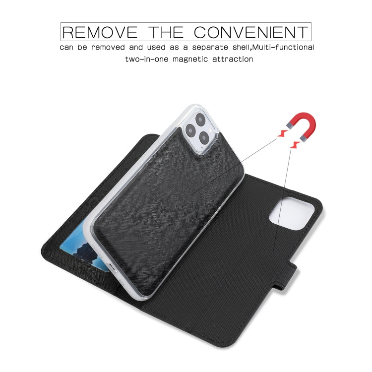 For iPhone 11 Pro Max Separable Cross Texture Flip Leather Case with Holder & Card Slot & Wallet