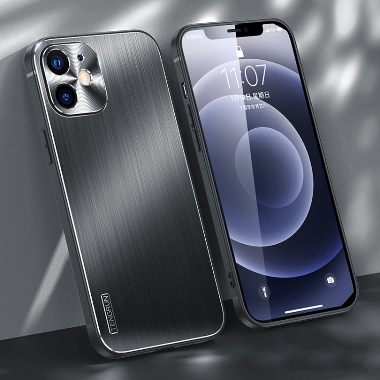 For iPhone 12 Brushed Texture Shockproof Phone Case