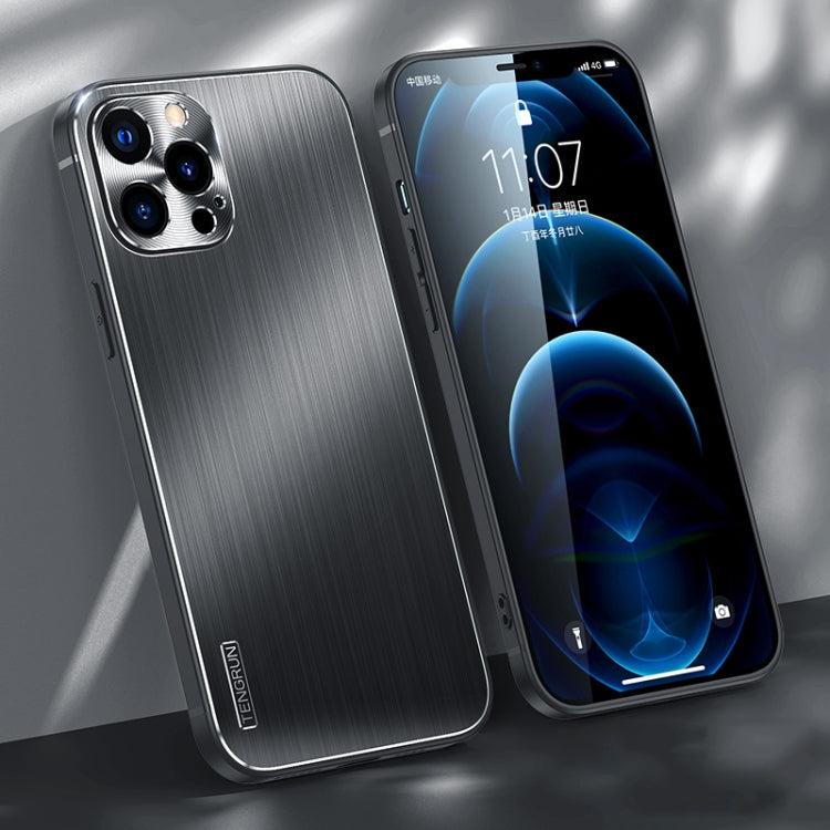 For iPhone 12 Pro Max Brushed Texture Shockproof Phone Case