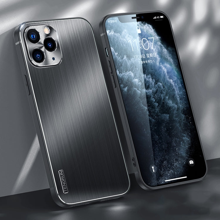 For iPhone 11 Pro Max Brushed Texture Shockproof Phone Case