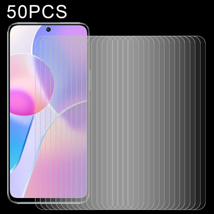 50 PCS For Honor X30i / X8 0.26mm 9H 2.5D Tempered Glass Film