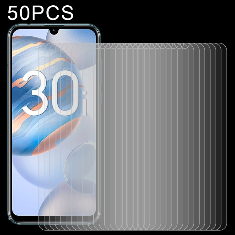 For Honor 30i 50 PCS 0.26mm 9H 2.5D Tempered Glass Film