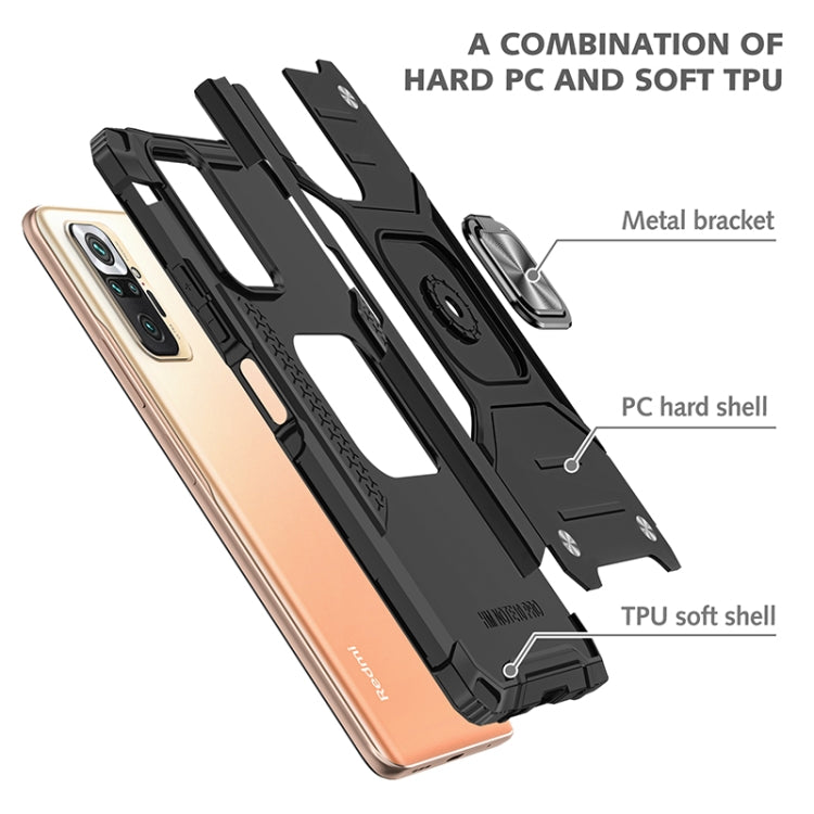 For Xiaomi Redmi Note10 Pro Magnetic Armor Shockproof Phone Case with Metal Ring Holder
