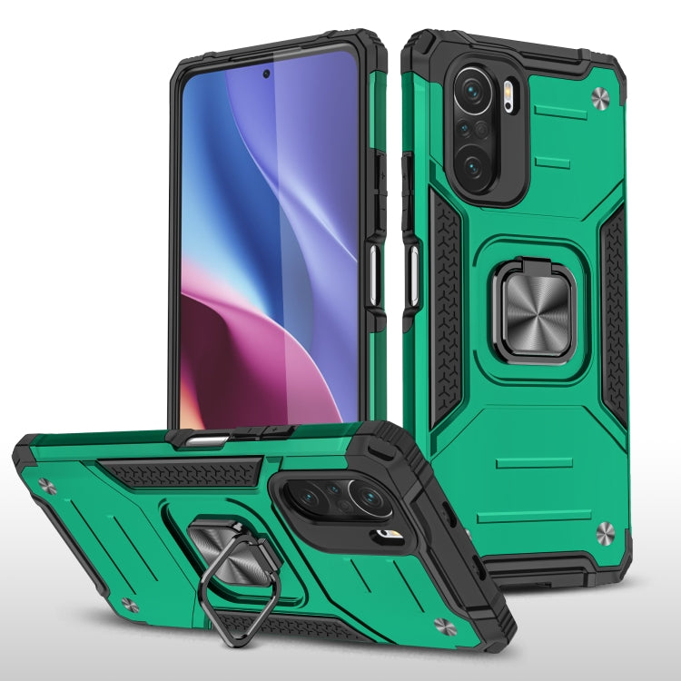 For Xiaomi Redmi K40 Magnetic Armor Shockproof Phone Case with Metal Ring Holder