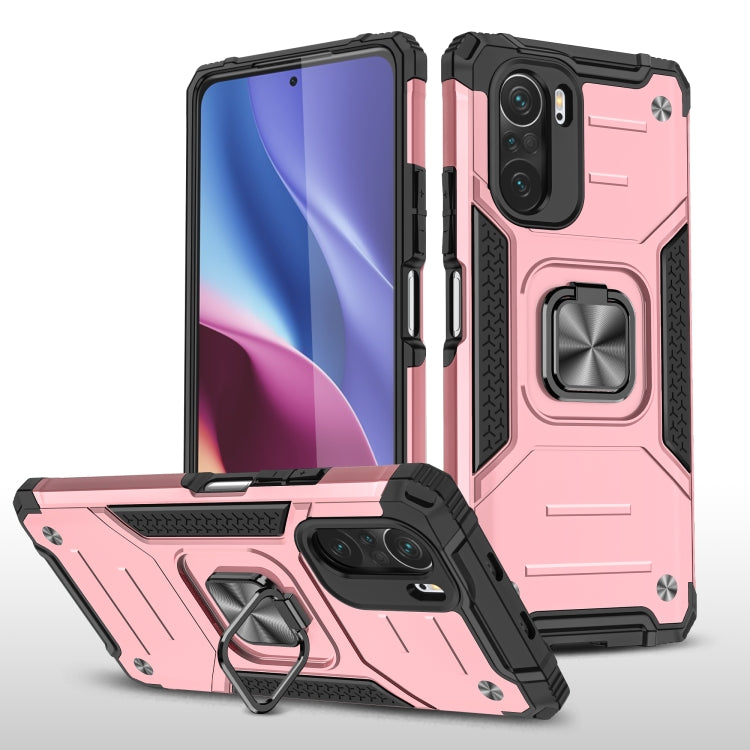 For Xiaomi Redmi K40 Magnetic Armor Shockproof Phone Case with Metal Ring Holder