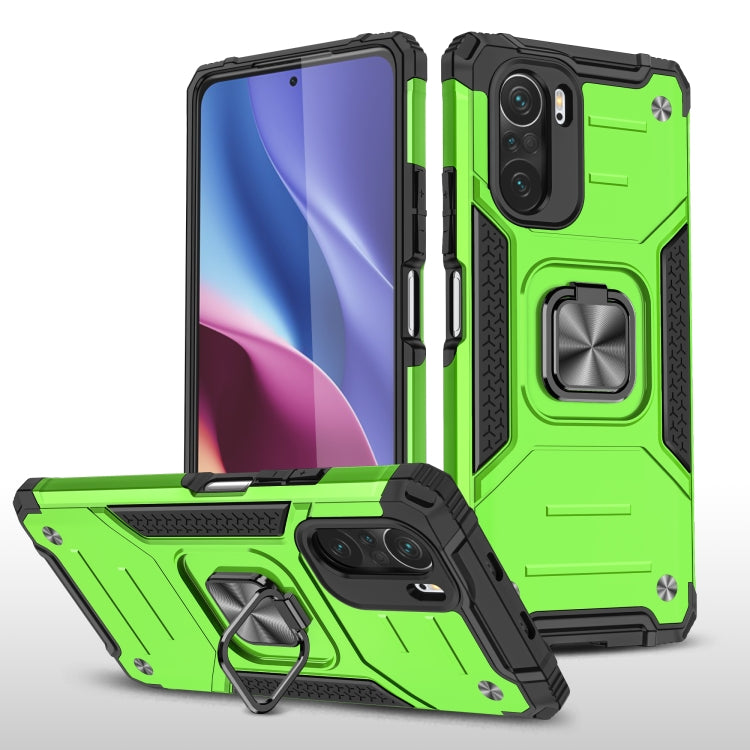 For Xiaomi Redmi K40 Magnetic Armor Shockproof Phone Case with Metal Ring Holder