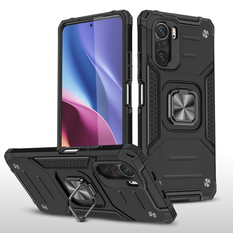 For Xiaomi Redmi K40 Magnetic Armor Shockproof Phone Case with Metal Ring Holder