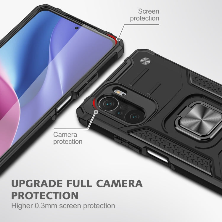 For Xiaomi Redmi K40 Magnetic Armor Shockproof Phone Case with Metal Ring Holder