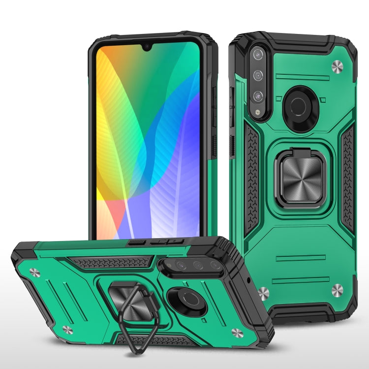 For Huawei Y6P Magnetic Armor Shockproof Phone Case with Metal Ring Holder
