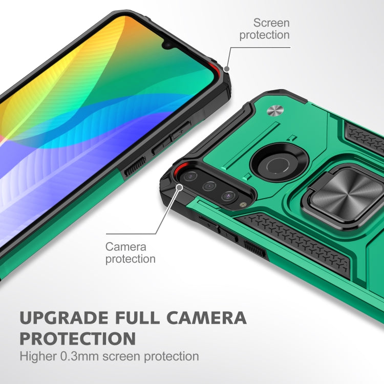 For Huawei Y6P Magnetic Armor Shockproof Phone Case with Metal Ring Holder