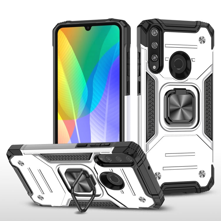 For Huawei Y6P Magnetic Armor Shockproof Phone Case with Metal Ring Holder