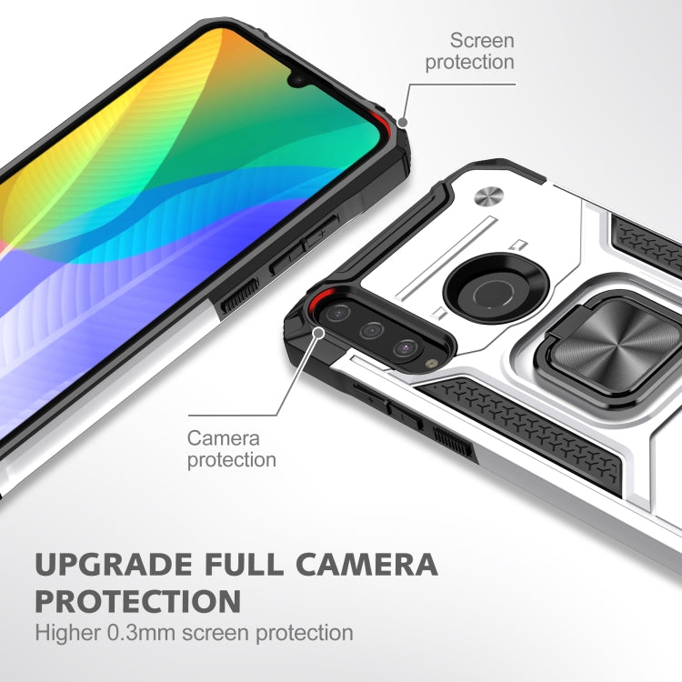 For Huawei Y6P Magnetic Armor Shockproof Phone Case with Metal Ring Holder