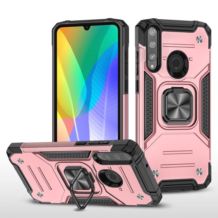 For Huawei Y6P Magnetic Armor Shockproof Phone Case with Metal Ring Holder