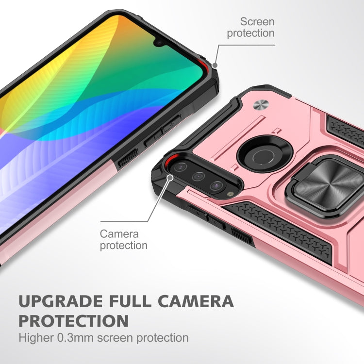 For Huawei Y6P Magnetic Armor Shockproof Phone Case with Metal Ring Holder