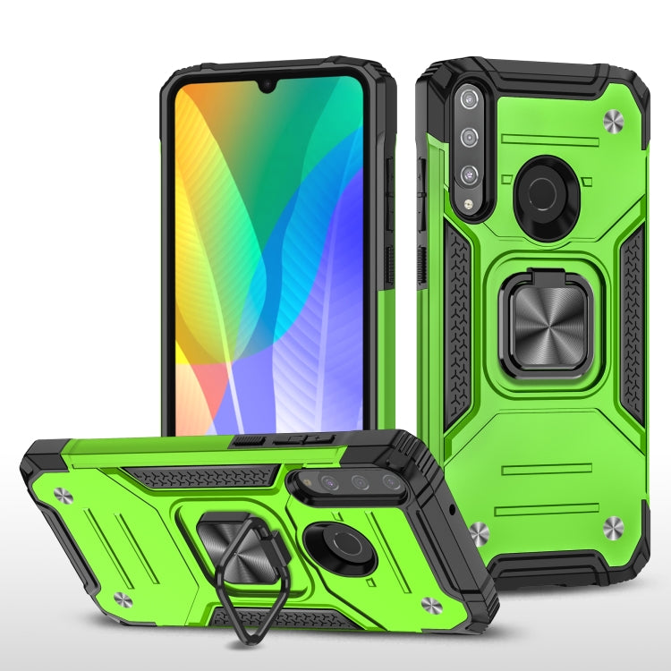 For Huawei Y6P Magnetic Armor Shockproof Phone Case with Metal Ring Holder