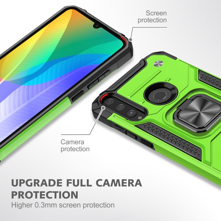For Huawei Y6P Magnetic Armor Shockproof Phone Case with Metal Ring Holder