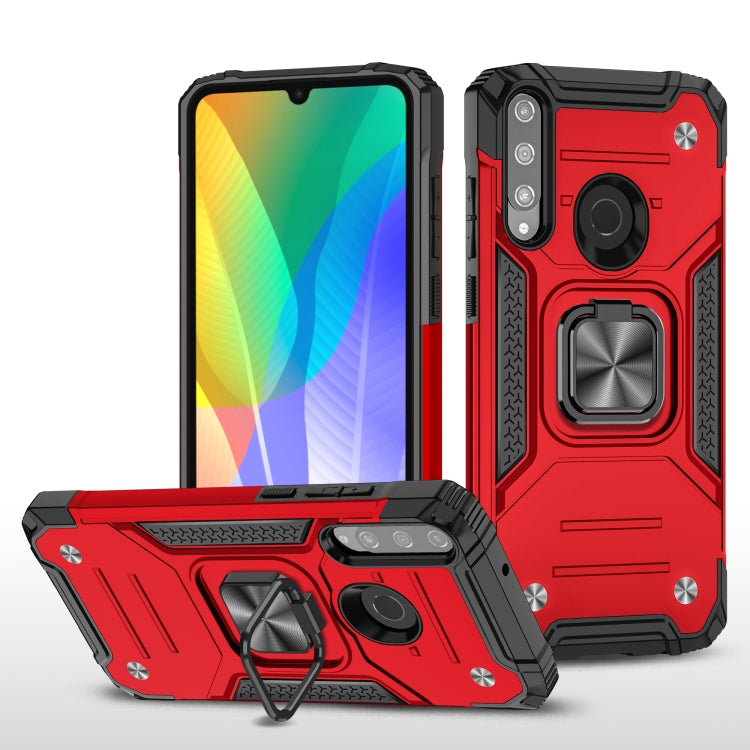 For Huawei Y6P Magnetic Armor Shockproof Phone Case with Metal Ring Holder