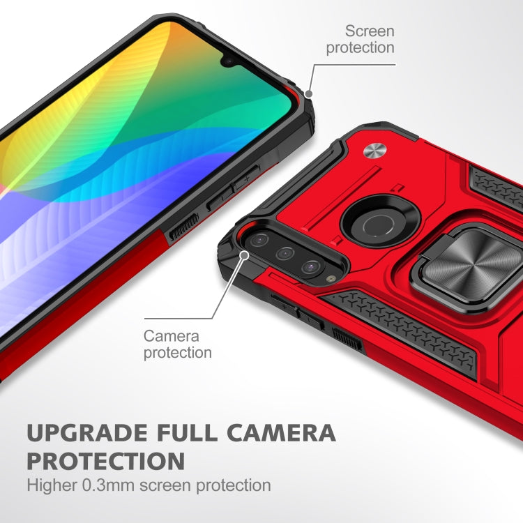 For Huawei Y6P Magnetic Armor Shockproof Phone Case with Metal Ring Holder