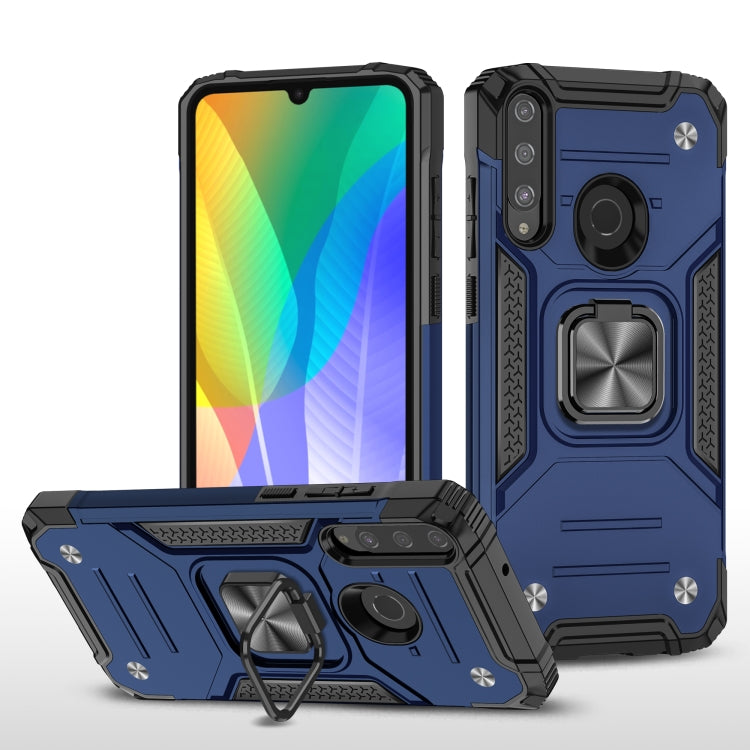 For Huawei Y6P Magnetic Armor Shockproof Phone Case with Metal Ring Holder
