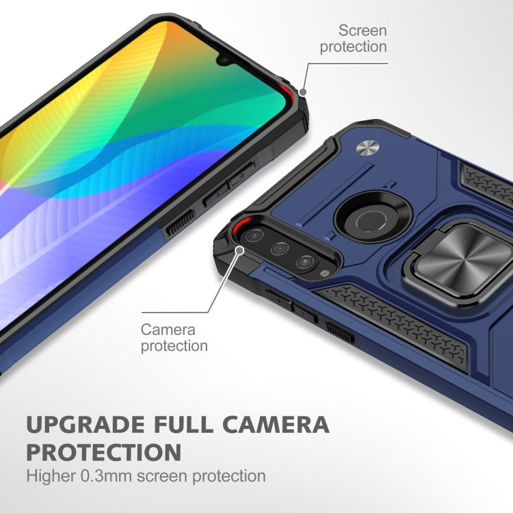 For Huawei Y6P Magnetic Armor Shockproof Phone Case with Metal Ring Holder