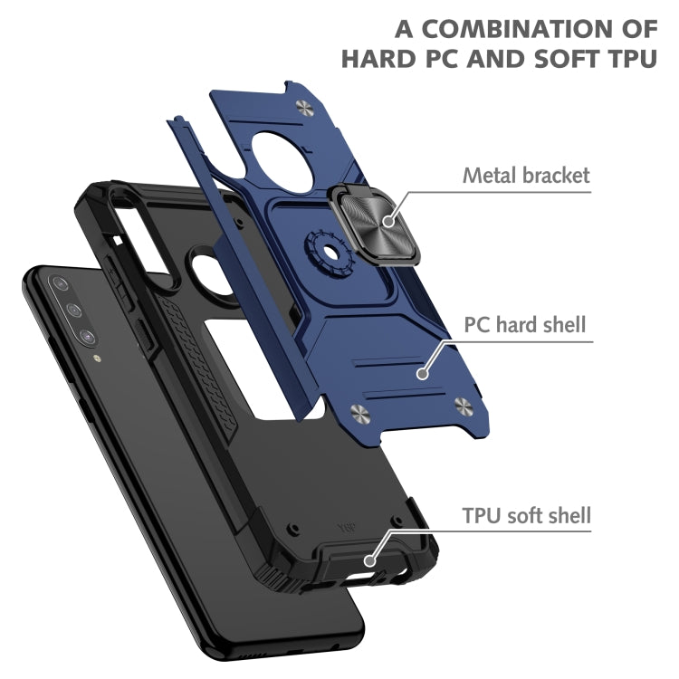 For Huawei Y6P Magnetic Armor Shockproof Phone Case with Metal Ring Holder