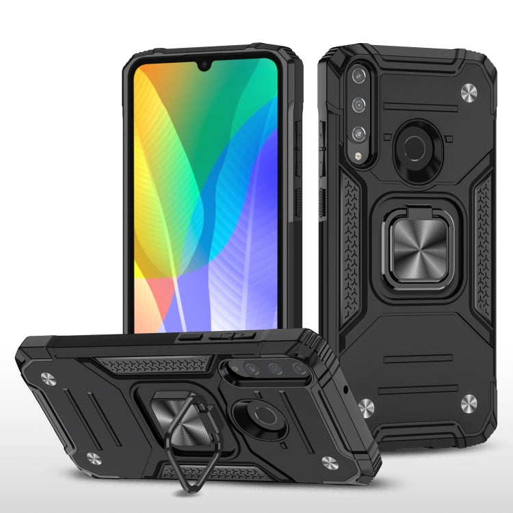 For Huawei Y6P Magnetic Armor Shockproof Phone Case with Metal Ring Holder