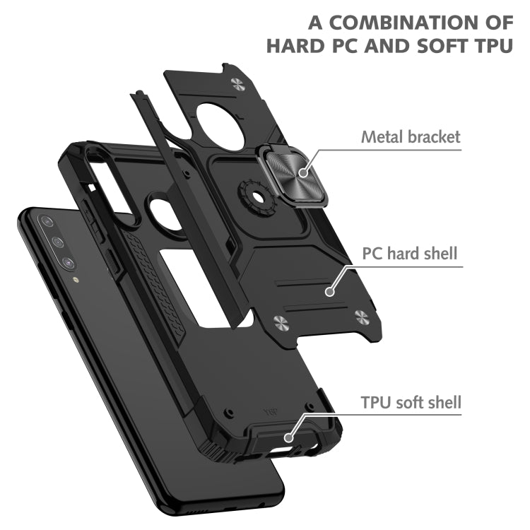 For Huawei Y6P Magnetic Armor Shockproof Phone Case with Metal Ring Holder
