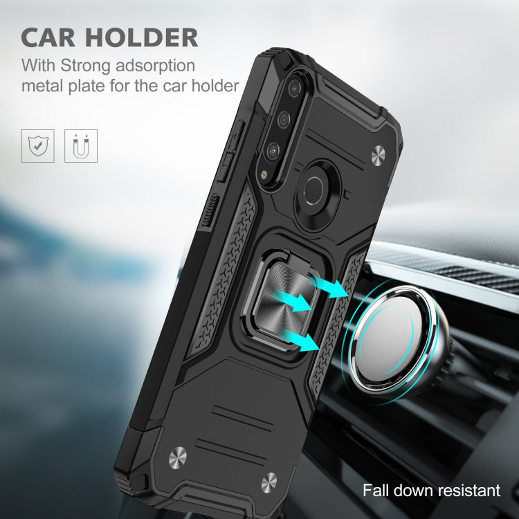 For Huawei Y6P Magnetic Armor Shockproof Phone Case with Metal Ring Holder