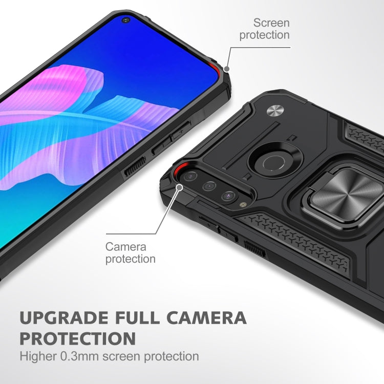 For Huawei Y7P Magnetic Armor Shockproof Phone Case with Metal Ring Holder