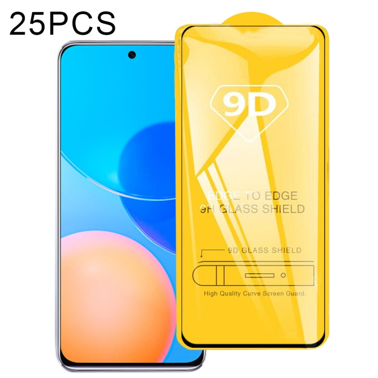 For Honor Play 5T Pro 25 PCS 9D Full Glue Full Screen Tempered Glass Film