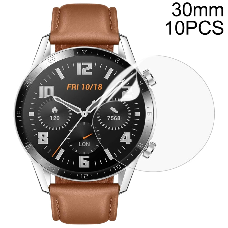 D30mm 10 PCS TPU Round HD Soft Hydrogel Film Watch Screen Protector