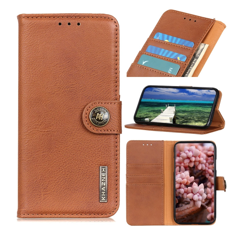 For Motorola Moto E40/E20/E30/Lenovo K14 Plus KHAZNEH Cowhide Texture Horizontal Flip Leather Phone Case