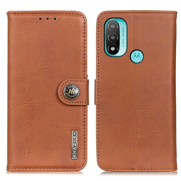 For Motorola Moto E40/E20/E30/Lenovo K14 Plus KHAZNEH Cowhide Texture Horizontal Flip Leather Phone Case