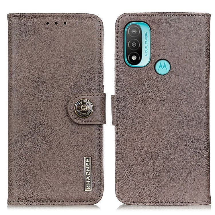 For Motorola Moto E40/E20/E30/Lenovo K14 Plus KHAZNEH Cowhide Texture Horizontal Flip Leather Phone Case