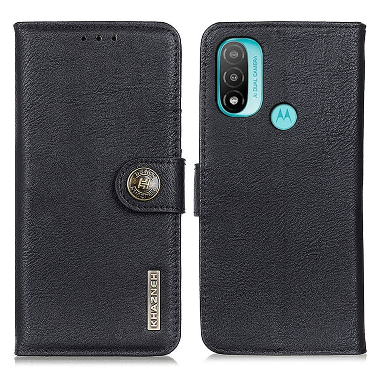 For Motorola Moto E40/E20/E30/Lenovo K14 Plus KHAZNEH Cowhide Texture Horizontal Flip Leather Phone Case