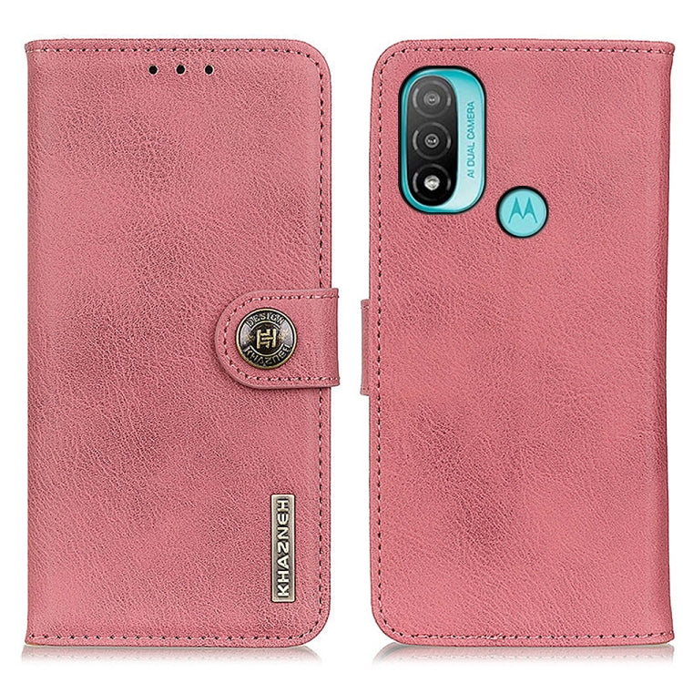 For Motorola Moto E40/E20/E30/Lenovo K14 Plus KHAZNEH Cowhide Texture Horizontal Flip Leather Phone Case