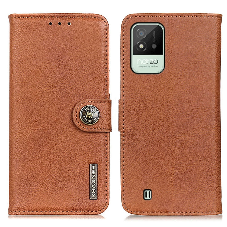 For OPPO Realme Narzo 50i KHAZNEH Cowhide Texture Horizontal Flip Leather Phone Case