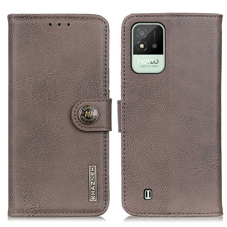 For OPPO Realme Narzo 50i KHAZNEH Cowhide Texture Horizontal Flip Leather Phone Case