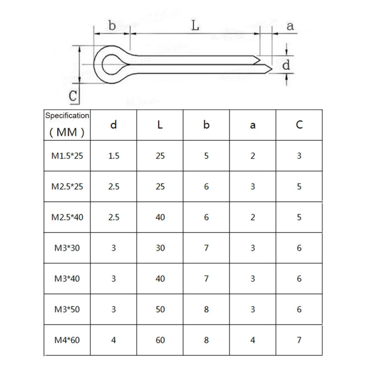 A5493 50 in 1 Stainless Steel U-shaped Split Spring Pin