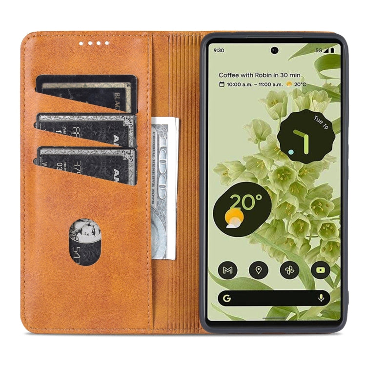 For Google Pixel 6 AZNS Magnetic Calf Texture Horizontal Flip Phone Leather Case