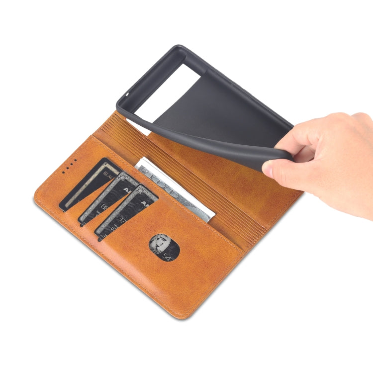 For Google Pixel 6 AZNS Magnetic Calf Texture Horizontal Flip Phone Leather Case