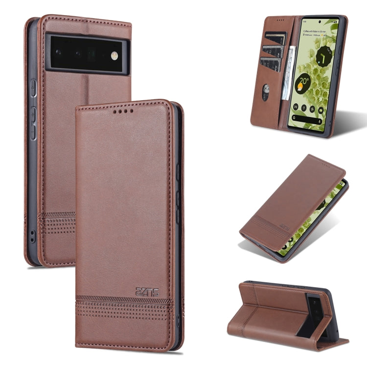 For Google Pixel 6 AZNS Magnetic Calf Texture Horizontal Flip Phone Leather Case