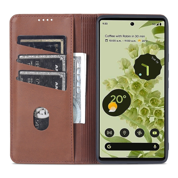 For Google Pixel 6 AZNS Magnetic Calf Texture Horizontal Flip Phone Leather Case