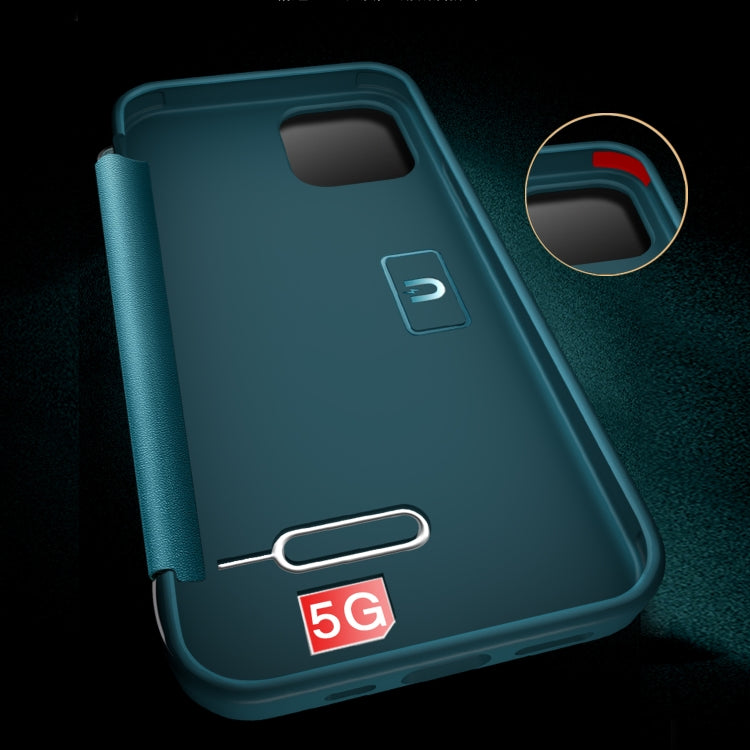 For iPhone 13 mini Magnetic Side Window View Shockproof Horizontal Flip Leather Case