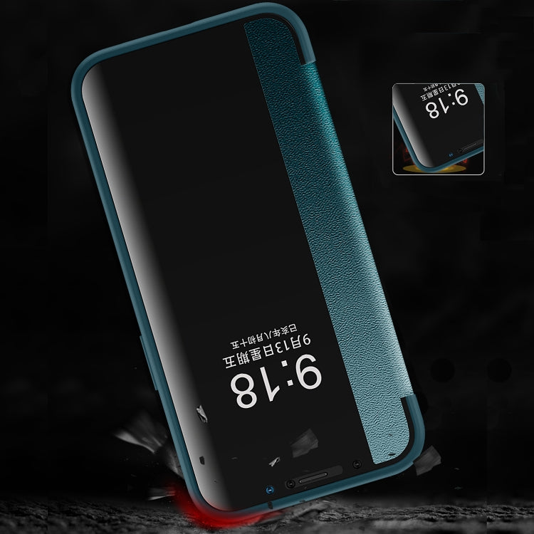 For iPhone 13 Pro Max Magnetic Side Window View Shockproof Horizontal Flip Leather Case