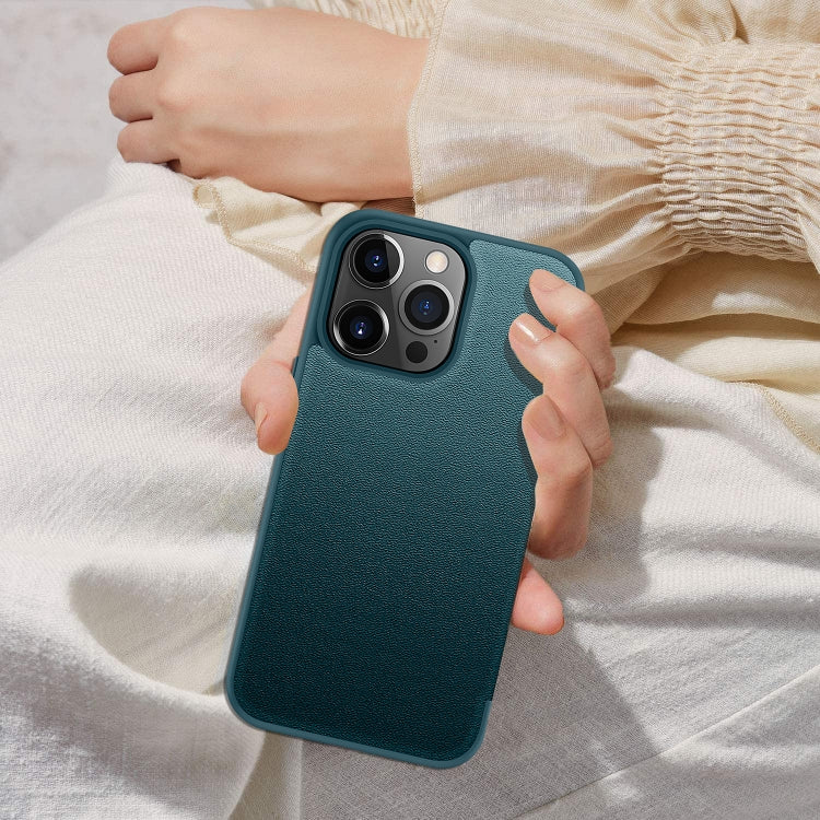 For iPhone 13 Pro Max Magnetic Side Window View Shockproof Horizontal Flip Leather Case